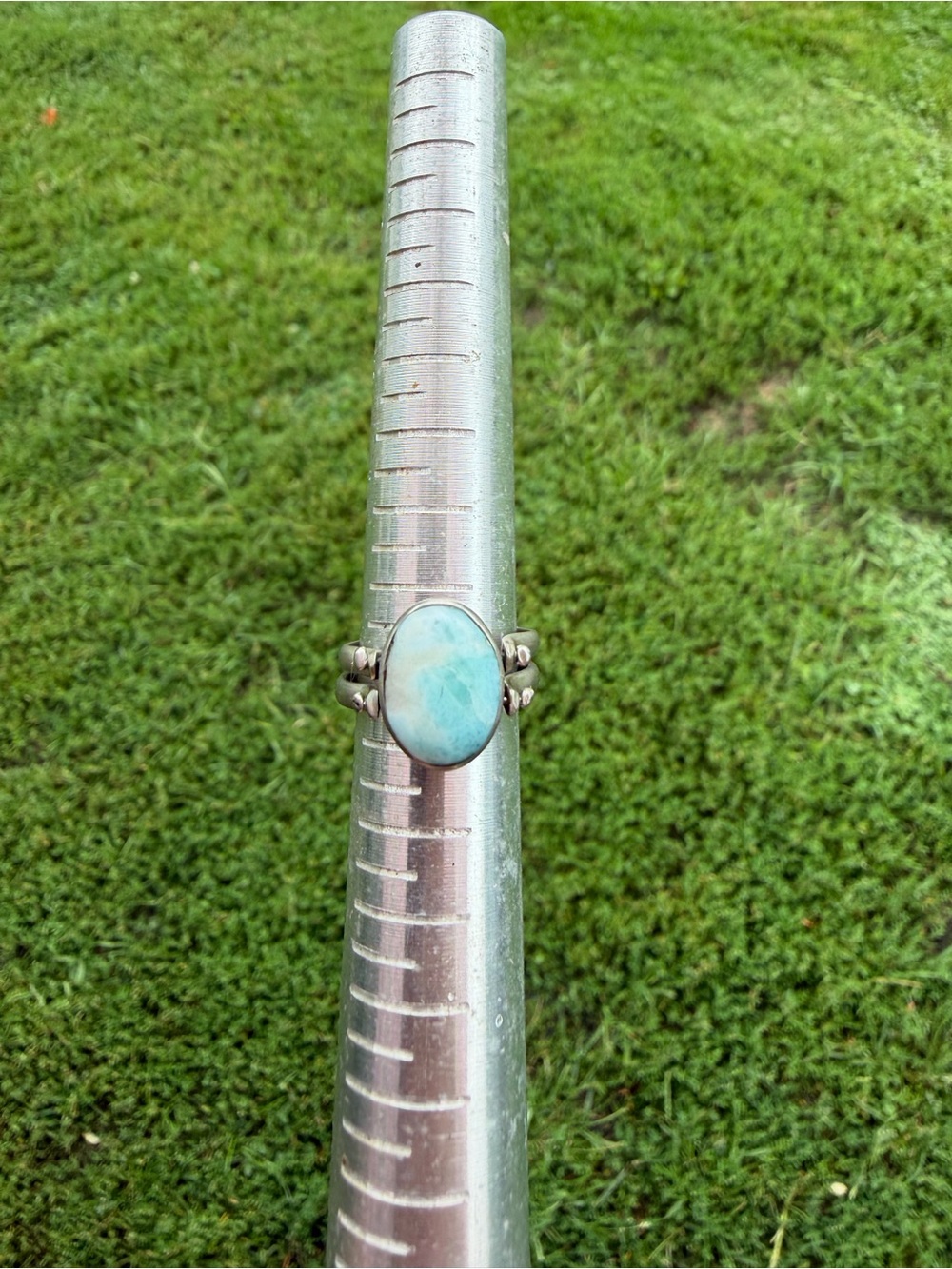 Vintage Sterling Silver Larimar flip Oval Ring